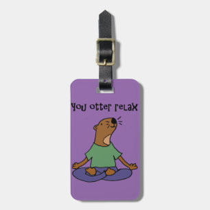 Funny Sea Otter Yoga Artwork Luggage Tag