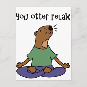 Funny Sea Otter Yoga Artwork Postcard