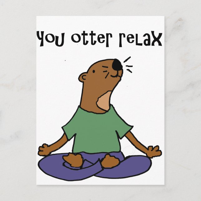 Funny Sea Otter Yoga Artwork Postcard (Front)