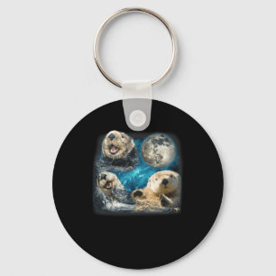 Funny Sea Otters With The Moon Meme Animal For Fam Keychain