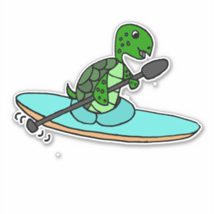 Funny Sea Turtle Kayaking Sticker