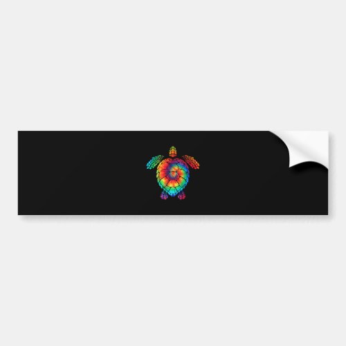 Funny Sea Turtle Ocean Tie Dye Rainbow Hippie Cost Bumper Sticker