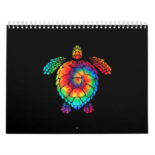 Funny Sea Turtle Ocean Tie Dye Rainbow Hippie Cost Calendar
