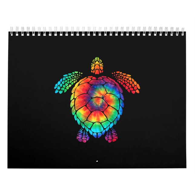 Funny Sea Turtle Ocean Tie Dye Rainbow Hippie Cost Calendar (Cover)