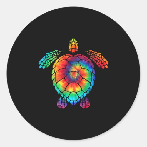 Funny Sea Turtle Ocean Tie Dye Rainbow Hippie Cost Classic Round Sticker