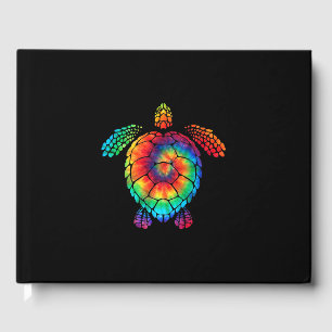 Funny Sea Turtle Ocean Tie Dye Rainbow Hippie Cost Guest Book