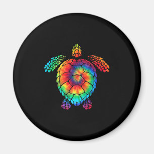 Funny Sea Turtle Ocean Tie Dye Rainbow Hippie Cost Magnet