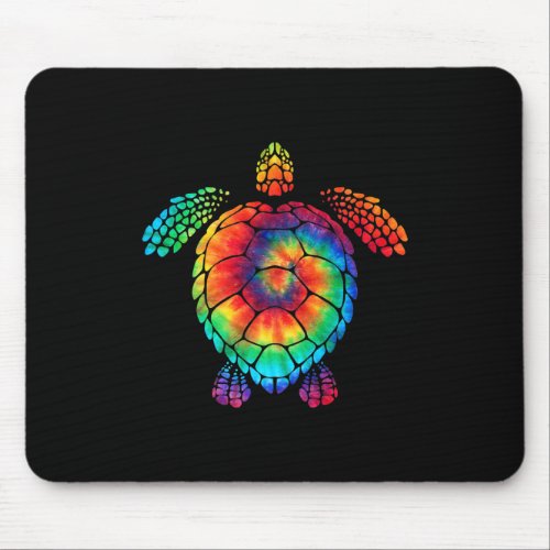 Funny Sea Turtle Ocean Tie Dye Rainbow Hippie Cost Mouse Pad