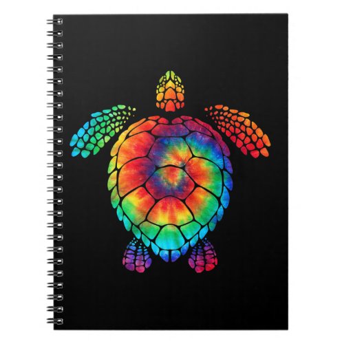Funny Sea Turtle Ocean Tie Dye Rainbow Hippie Cost Notebook