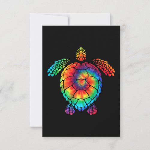 Funny Sea Turtle Ocean Tie Dye Rainbow Hippie Cost RSVP Card