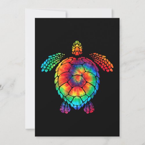 Funny Sea Turtle Ocean Tie Dye Rainbow Hippie Cost Save The Date