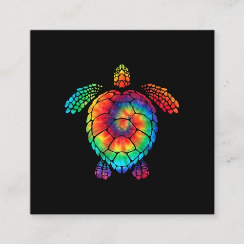 Funny Sea Turtle Ocean Tie Dye Rainbow Hippie Cost Square Business Card