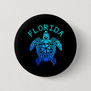 Funny Sea Turtle Vibes Florida Beach Summer Button