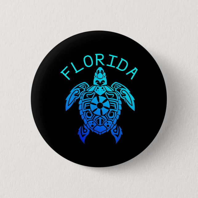 Funny Sea Turtle Vibes Florida Beach Summer Button (Front)