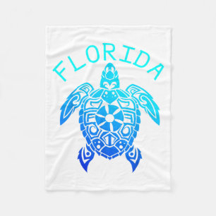 Funny Sea Turtle Vibes Florida Beach Summer Fleece Blanket