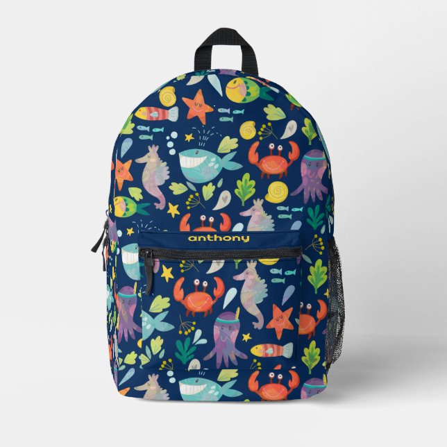 Funny Sea World Printed Backpack (Front)