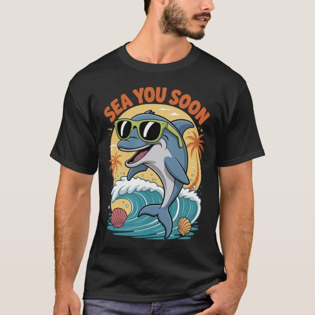 Funny Sea You Soon Retro  Summer Vacation T-Shirt (Front)