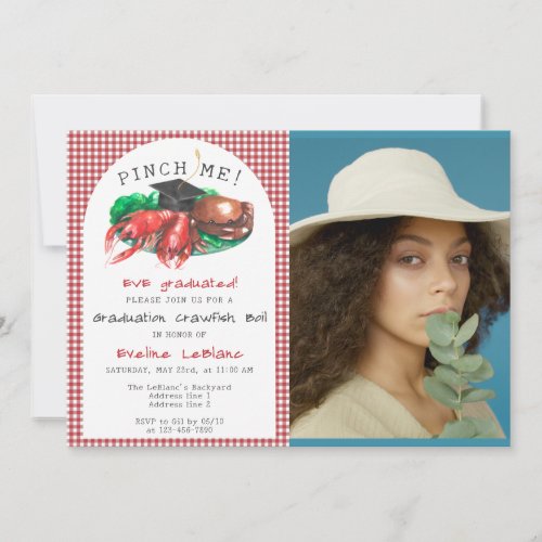 Funny Seafood Crawfish Boil Pinch Me Graduation Invitation