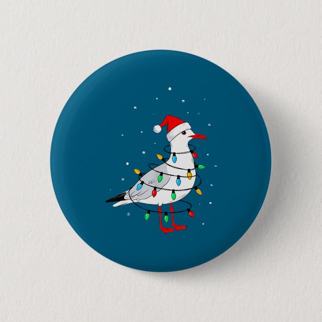 Funny Seagull Bird Christmas Animal Lover  Button (Front)