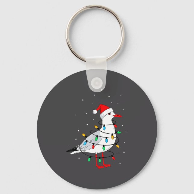 Funny Seagull Bird Christmas Animal Lover  Keychain (Front)