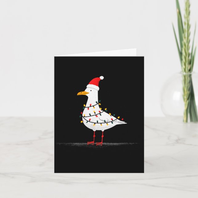 Funny Seagull Christmas Graphics Animal Lights Lov Card (Front)
