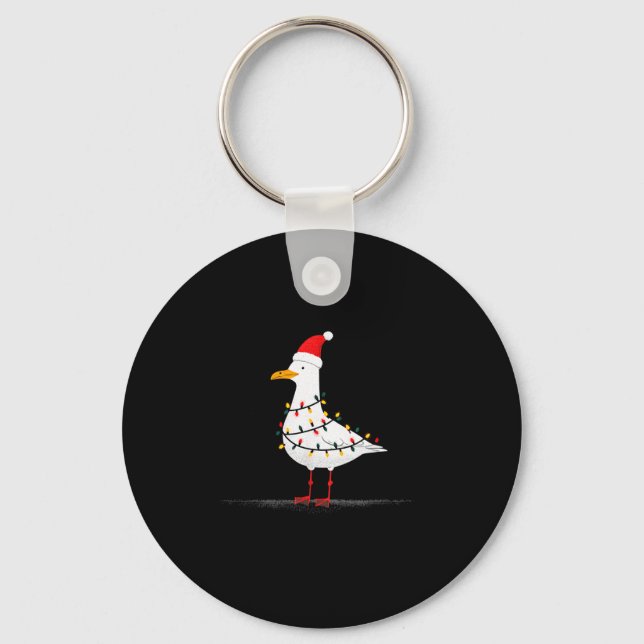 Funny Seagull Christmas Graphics Animal Lights Lov Keychain (Front)