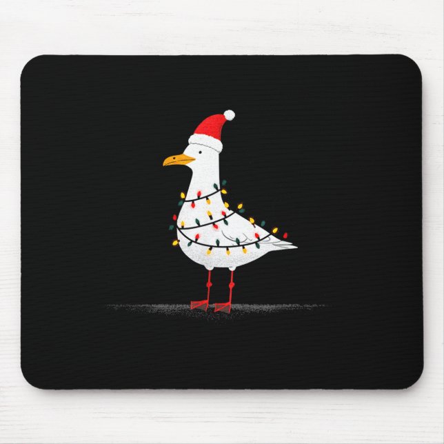 Funny Seagull Christmas Graphics Animal Lights Lov Mouse Pad (Front)
