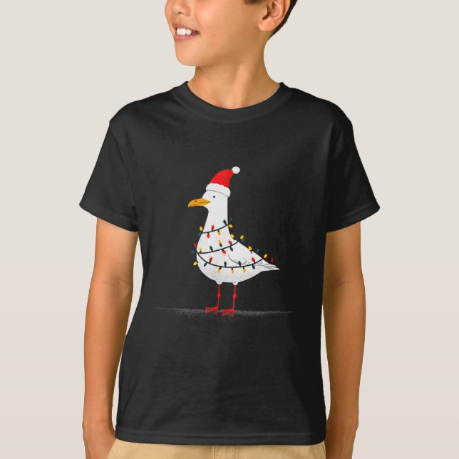 Funny Seagull Christmas Graphics Animal Lights Lov T-Shirt (Front)