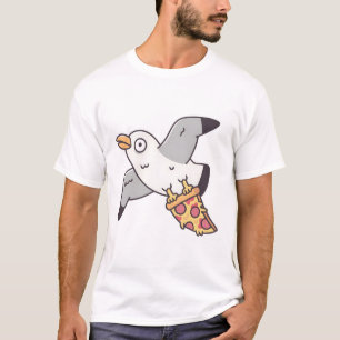 Funny Seagull Flying Off With Pizza Slice T-Shirt