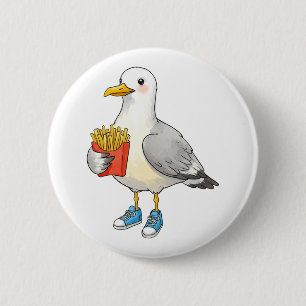 Funny Seagull Fries Sneakers Button