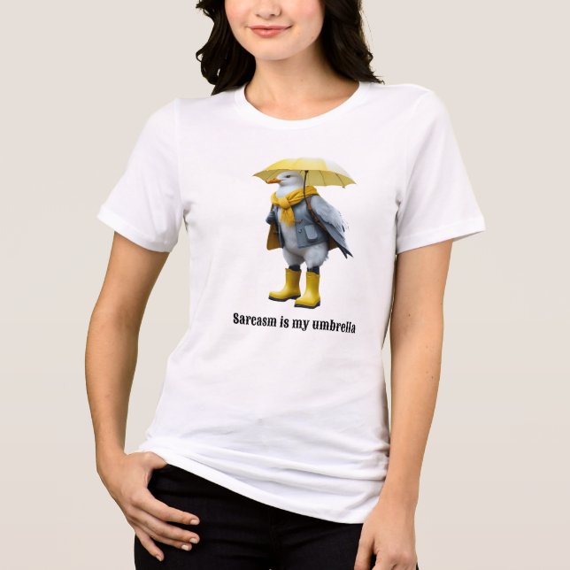 Funny Seagull in Rain Boots – Beach Humor Tri-Blend Shirt (Front)