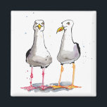 Funny seagull ink drawing - comical seagulls magnet<br><div class="desc">Ink and watercolor, slightly comical, Seagull design of a pair of Herring Gulls with different coloured Legs - drawn and painted using watercolor paper, Indian ink, dip pen and Artists' quality watercolors. I just can’t resist drawing grumpy Seagull faces, and this is a lively, expressive and illustrative drawing with line...</div>