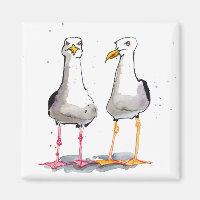 Funny seagull ink drawing - comical seagulls
