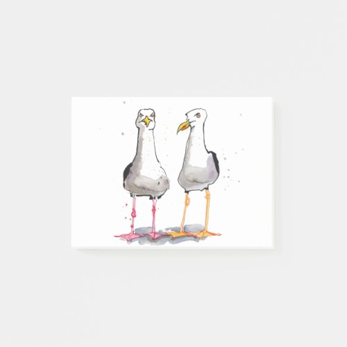 Funny seagull ink drawing _ comical seagulls post_it notes