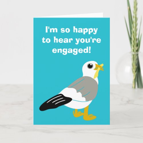 Funny Seagull with a French Fry Engagement Card