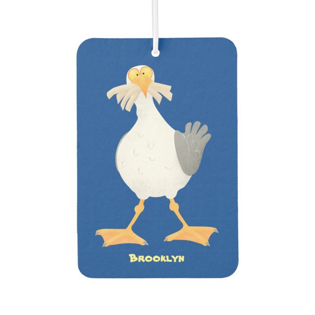 Funny seagull with French fries cartoon Air Freshener (Front)