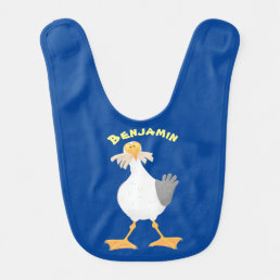 Funny seagull with French fries cartoon Baby Bib