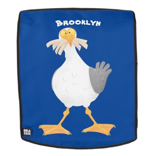 Funny seagull with French fries cartoon Backpack
