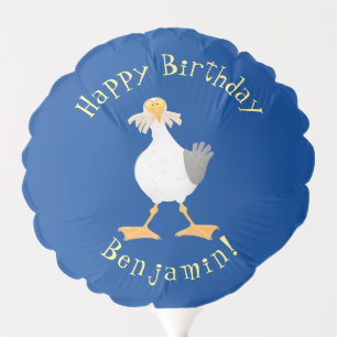 Funny seagull with French fries cartoon Balloon