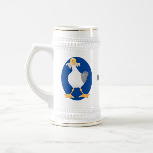 Funny seagull with French fries cartoon Beer Stein
