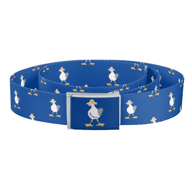 Funny seagull with French fries cartoon Belt (Coil)