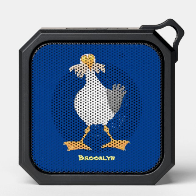 Funny seagull with French fries cartoon Bluetooth Speaker (Front)