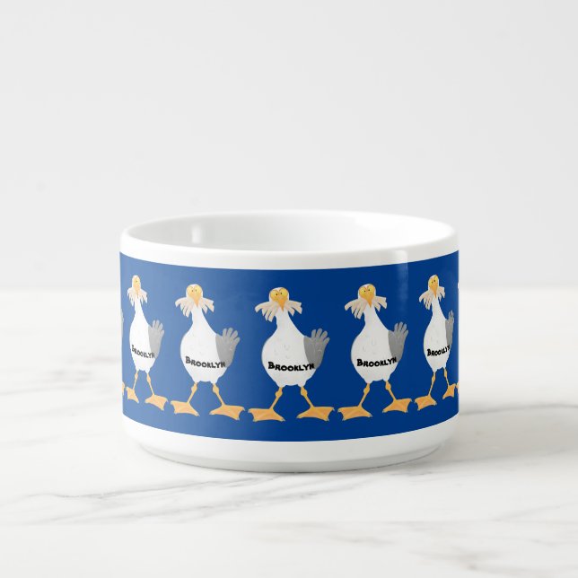 Funny seagull with French fries cartoon Bowl (Center)