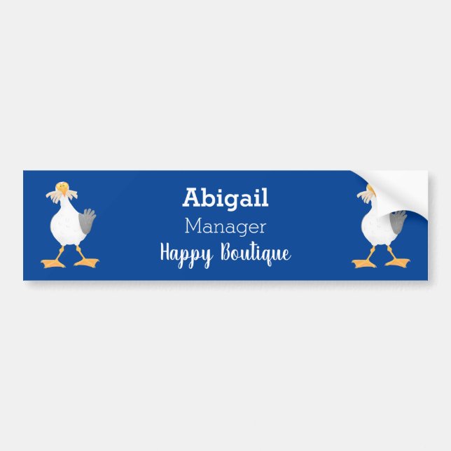 Funny seagull with French fries cartoon Bumper Sticker (Front)