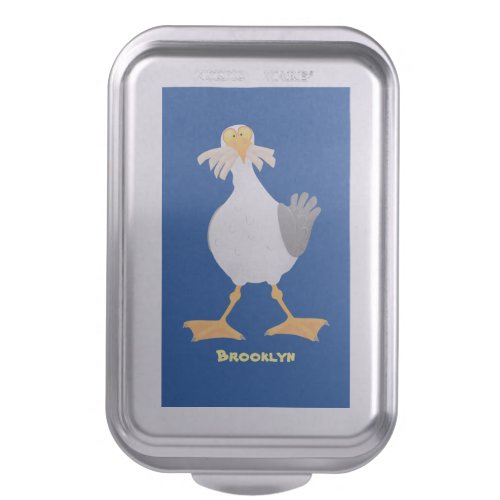 Funny seagull with French fries cartoon Cake Pan