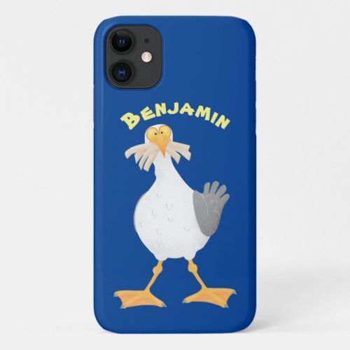 Funny seagull with French fries cartoon iPhone 11 Case