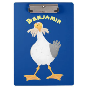 Funny seagull with French fries cartoon Clipboard