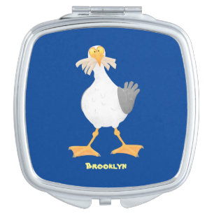 Funny seagull with French fries cartoon Compact Mirror