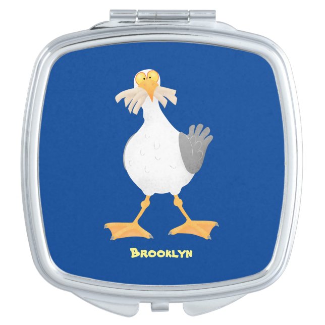 Funny seagull with French fries cartoon Compact Mirror (Front)