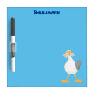 Funny seagull with French fries cartoon Dry Erase Board